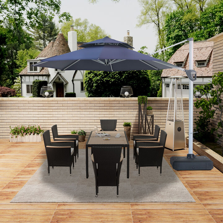 MONDAWE 11ft 2-Tier Square Cantilever Outdoor Patio Umbrella with Included Cover