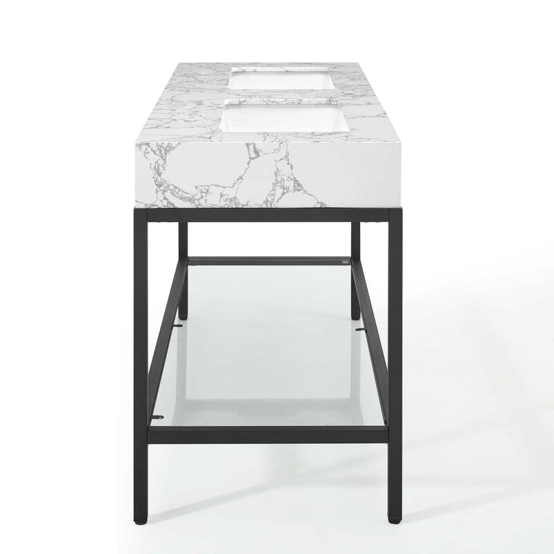 Kingsley 60" Black Stainless Steel Bathroom Vanity image number 1