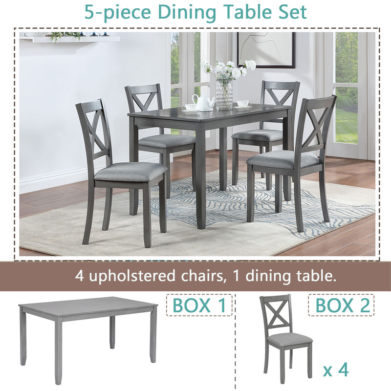 Riflil 5‑Piece Farmhouse Dining Set image number 7