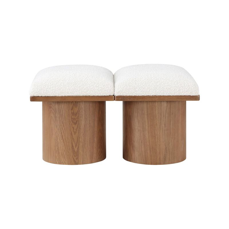 Meridian Furniture Pavilion Cream Boucle Fabric Bench