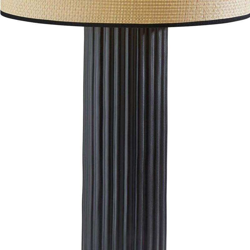 Hivvago 29" Black Ceramic Cylinder Table Lamp With Beige Drum Shade