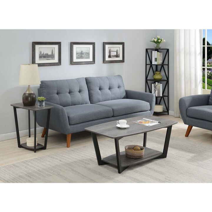 Convenience Concepts Graystone Coffee Table with Shelf, Weathered Gray/Black Frame
