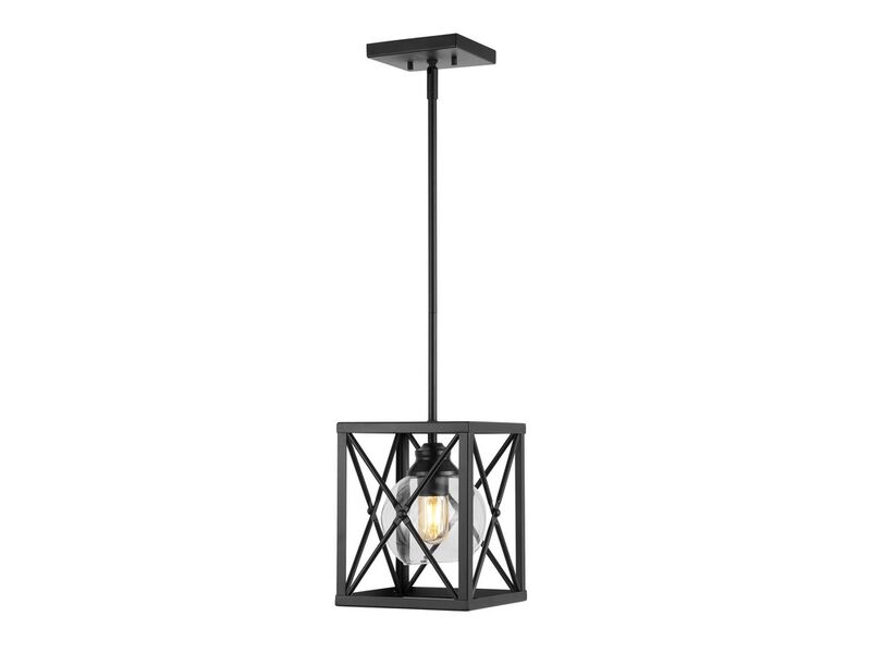 Amara 1-Light Industrial Farmhouse Iron/Glass LED Pendant