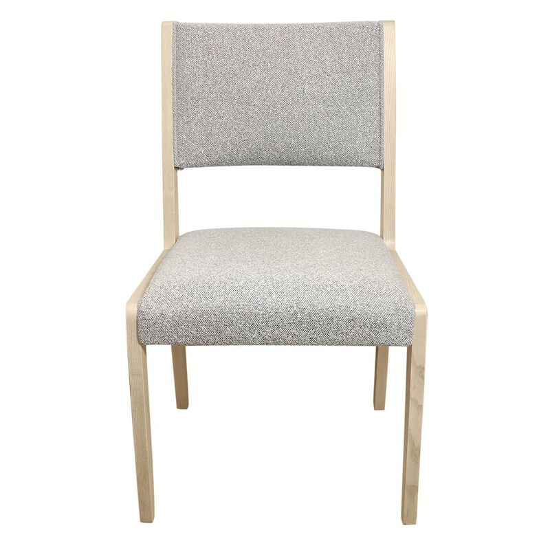 Logan 9-Piece Dining Set with 8 Ash Dining Chairs in Gray Boucle Linen Fabric