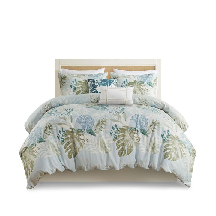 Gracie Mills Romero Coastal Haven 5-Piece Cotton Duvet Cover Set