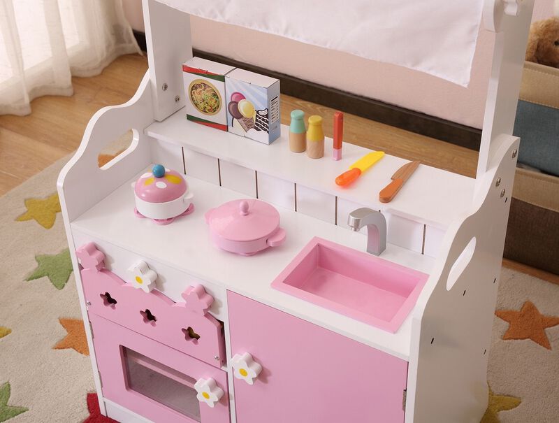 Streamdale Kids Funnel 2 In 1 Pink Pretend Kitchen And Market Stall