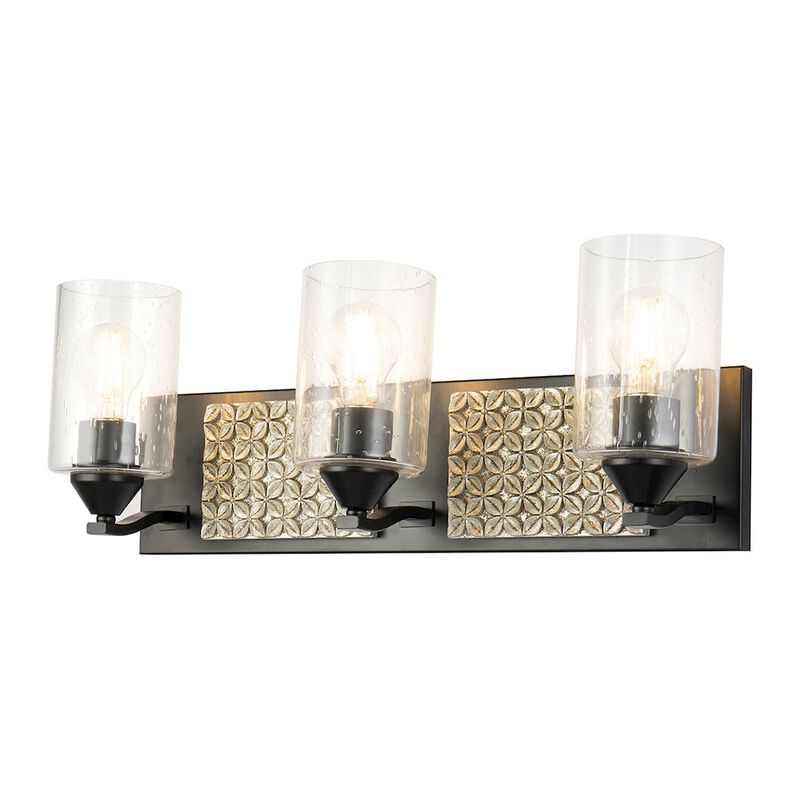 Lucas McKearn Arcadia 3 Light Bath Bar in Matte Black and Silver