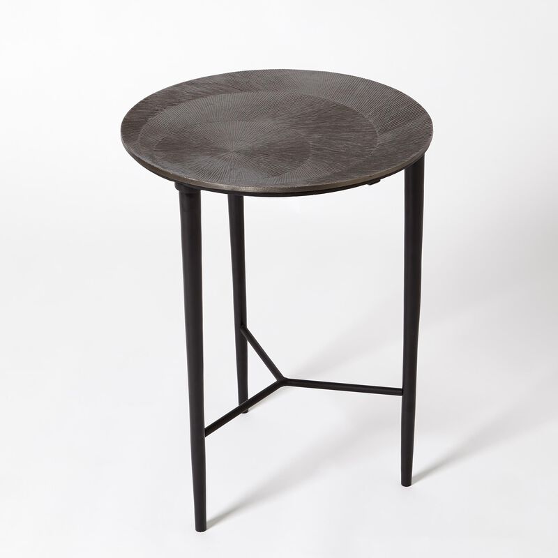 Circle Etched Accent Table-Black