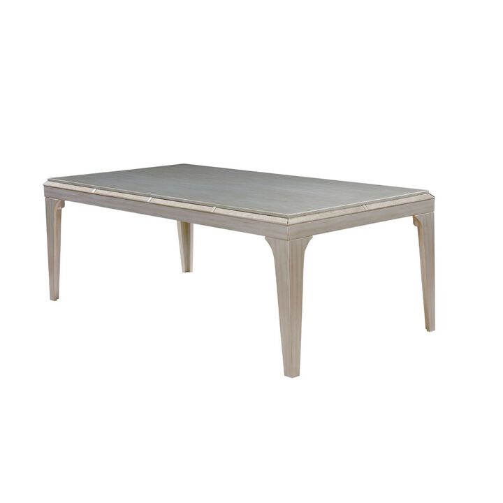 Diocles Contemporary Style Dining Table With Tapered Legs, Silver - Benzara