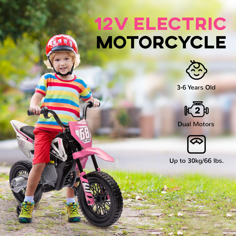 BreeBe 12V Kids Electric Motorcycle w/ Twist Grip Throttle, Training Wheels, Rear Suspension & Music image number 5