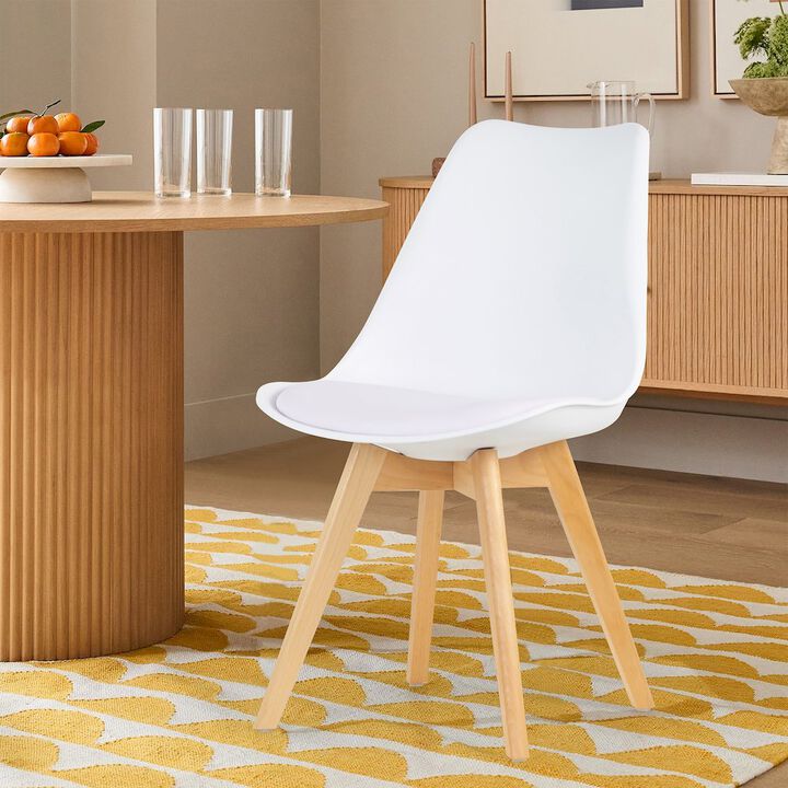 Glamour Home Set of 4 Balint White Cushioned Plastic Dining Chairs