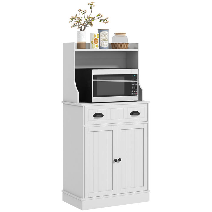 HOMCOM Microwave Cabinet with Drawer Cabinet and Adjustable Shelf White