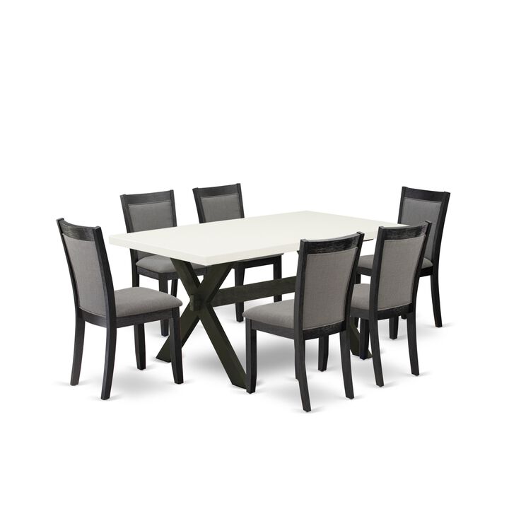 East West Furniture X626MZ650-7 7Pc Dining Room Set - Rectangular Table and 6 Parson Chairs - Multi-Color Color