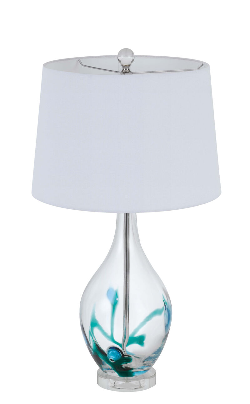 Hivvago 27" Clear Glass Table Lamp With White Empire Shade