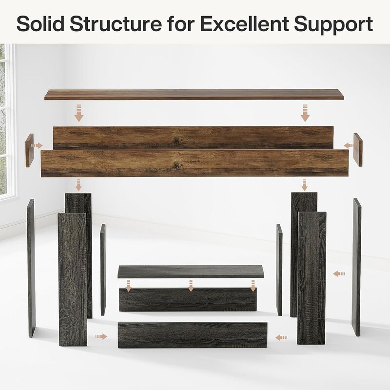 Tribesigns Farmhouse 2-Tier Wood Console Table image number 3