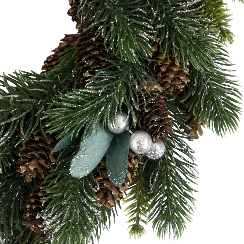 Green Pine  Pinecone with Berries Artificial Christmas Wreath  14"  Unlit