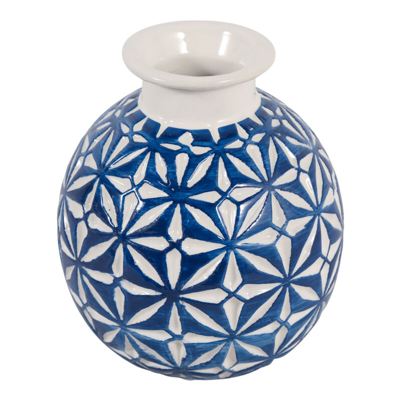 Cer, 6"h Daisy Vase, Blue image number 4