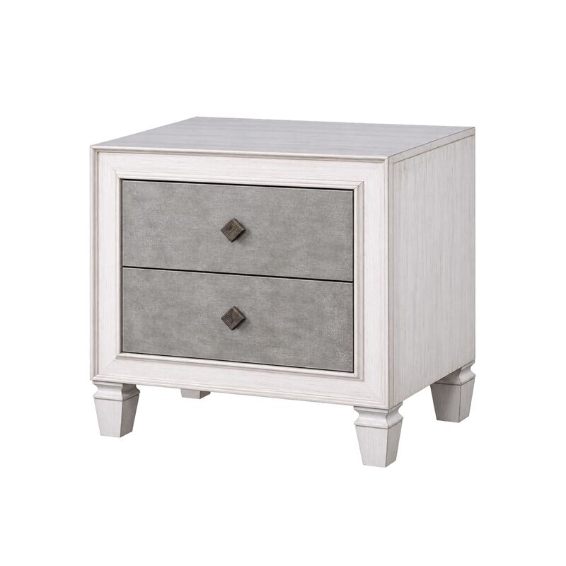 2pc King Bedroom Set, Upholstered Design, Gray and White, Nightstand image number 3
