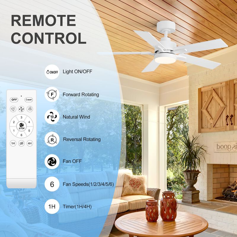 Breezary 42 In LED Ceiling Fan with Light, 5 Blade Fan, 3 CCT Color Temp, 6 Speed Remote,High Airflow Modern Ceiling Fan image number 3