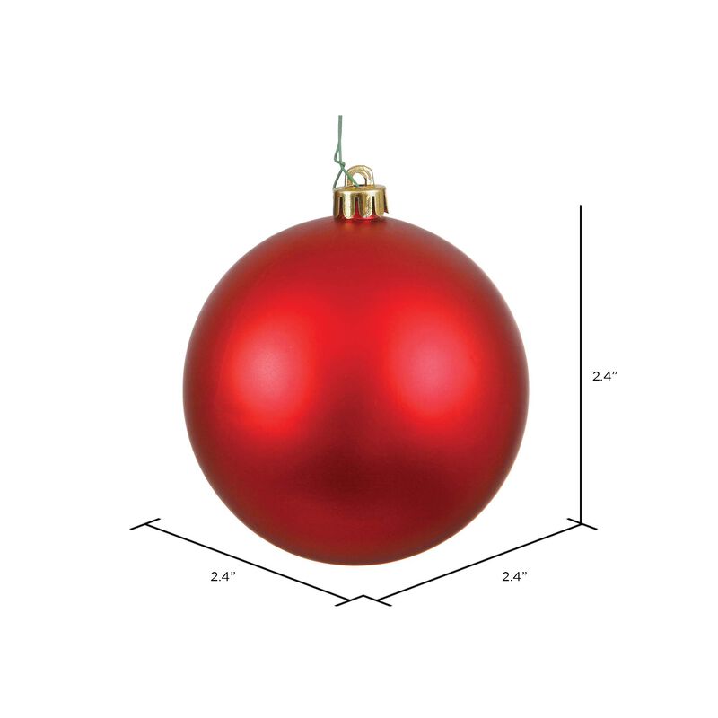 Vickerman 2.4" Christmas Ornament Ball, Red Matte Finish, Shatterproof Plastic, UV Resistant, Holiday Christmas Tree Decoration, 24 Pack image number 4
