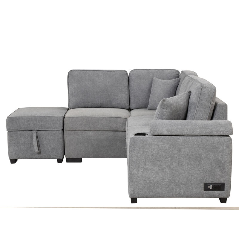 Merax 2 in 1 Pull Out Sofa Bed L Shape Couch