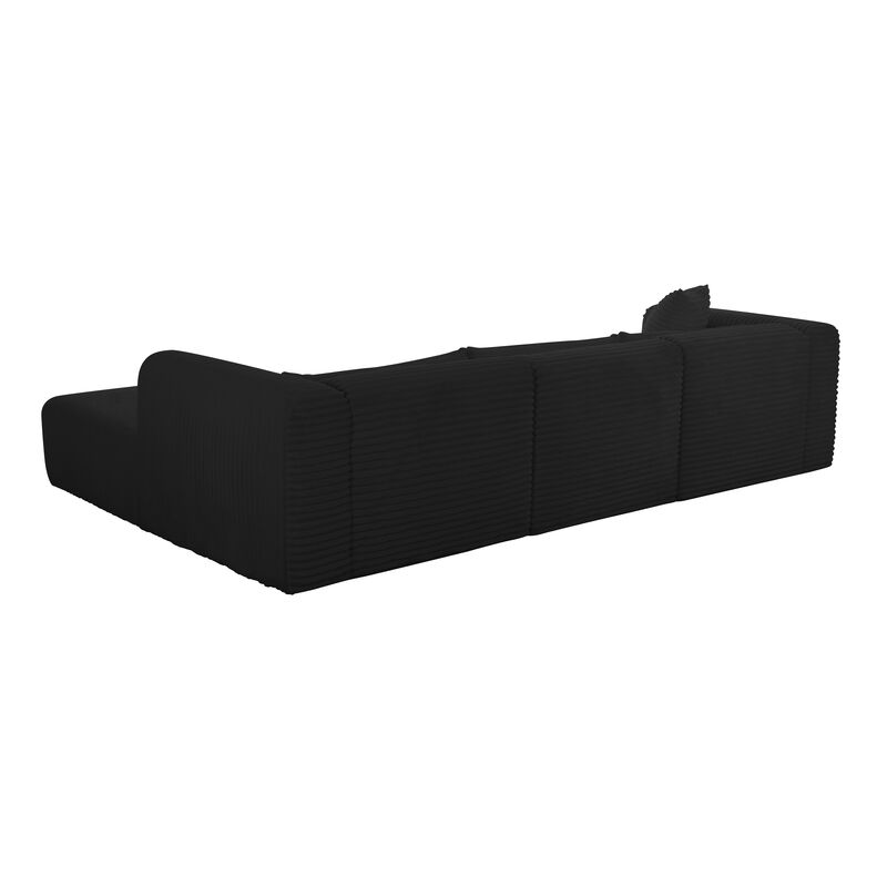 Tarra Fluffy Oversized Black Corduroy Modular RAF Sectional image number 3