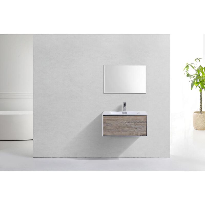 Kubebath Divario 30 Nature Wood Wall Mount Modern Bathroom Vanity