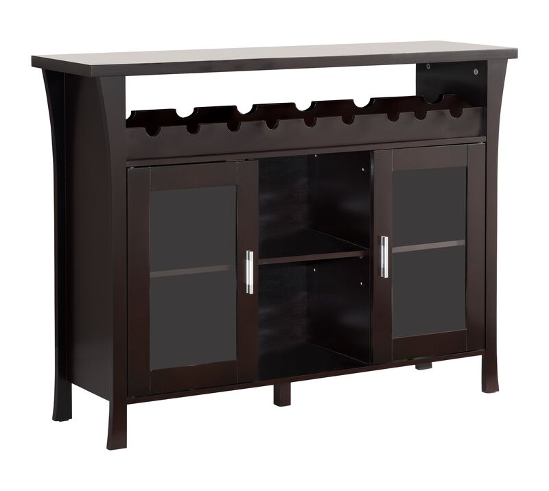 Kings Brand Furniture Wine Rack Buffet Server Console Table with Glass Doors (Espresso)