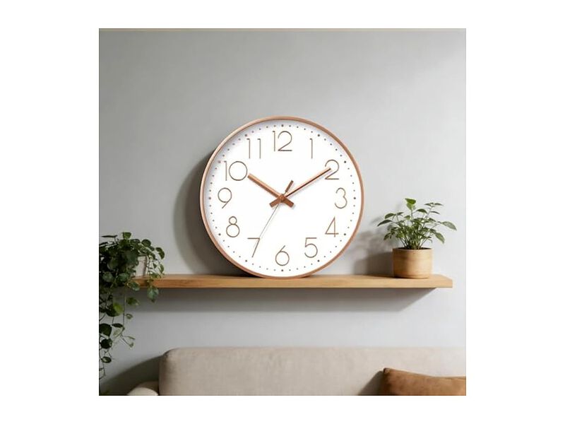 Gold Wall Clock 12 Inch Silent Non Ticking Modern Battery Operated image number 1