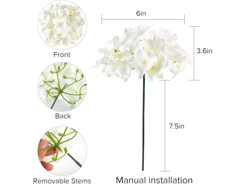26 Piece Ivory Artificial Hydrangea Flower Heads Wedding Centerpiece Decor image number 2