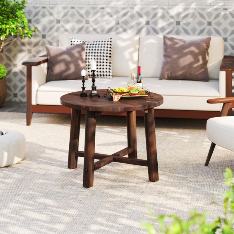 Hivvago Patio End Table with Solid Wood Structure for Garden Deck Poolside and Indoors