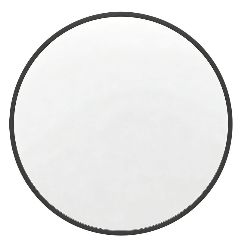 HomeRoots 24" Black Aluminum Round Framed Accent Mirror image number 2