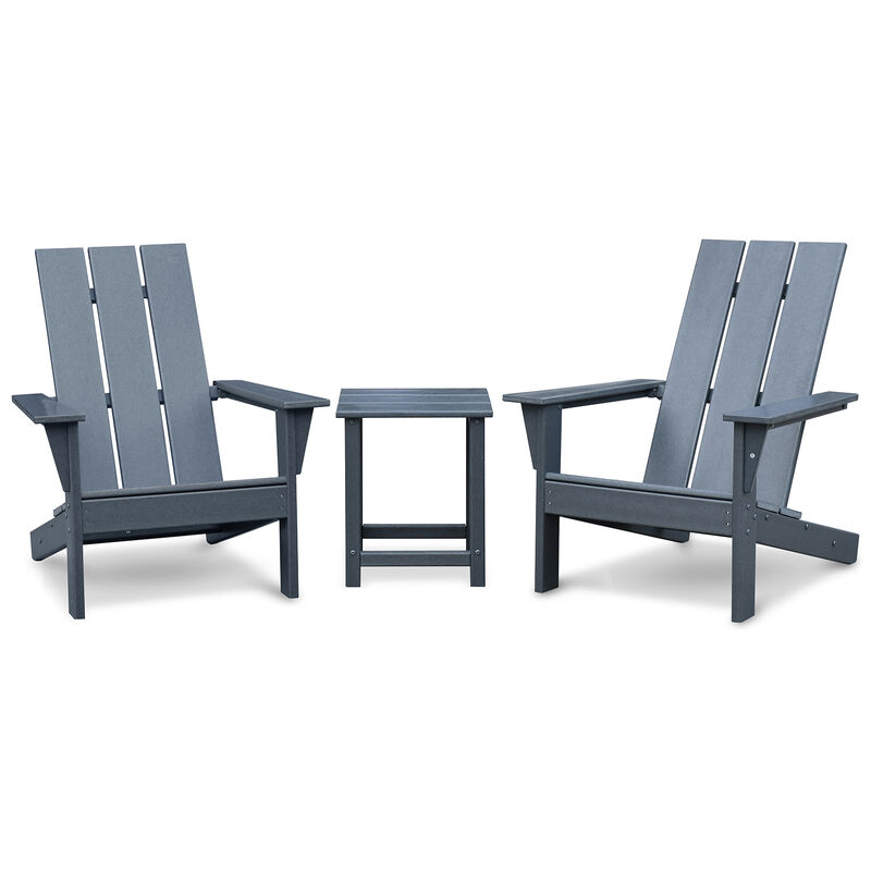 Adirondack Chair Set With Table, Grey