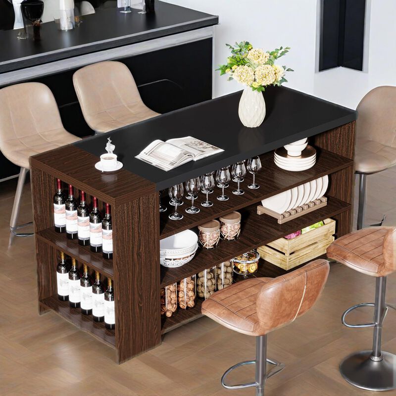 Kitchen Island with Storage Shelves and Prep Space for Home Kitchens