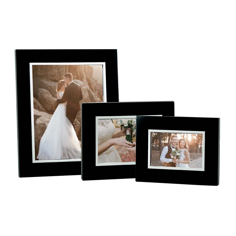 Ebony Black Frame With Silver Inner Trim Holds 5" x 7" Photo