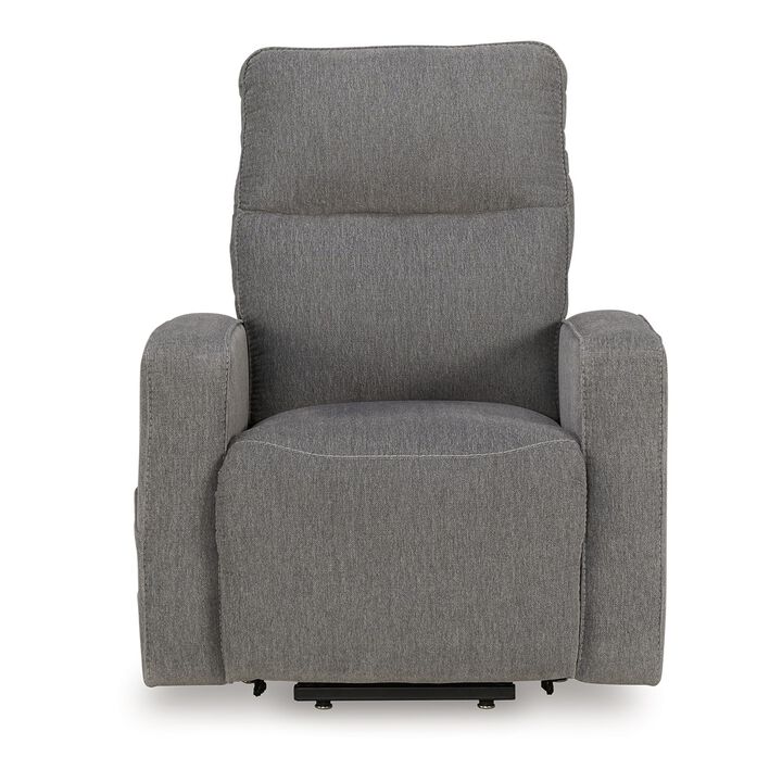 Lawson Power Lift Recliner Chair, Gray Polyester, Soft Foam Cushioned - Benzara