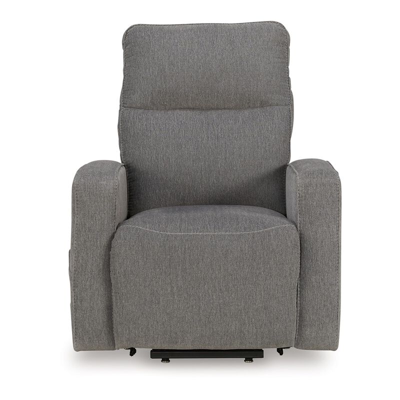 Lawson Power Lift Recliner Chair, Gray Polyester, Soft Foam Cushioned - Benzara