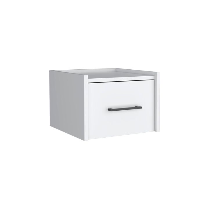 DEPOT E-SHOP Yorktown Floating Nightstand, Space-Saving Design with Handy Drawer and Surface, Light Gray