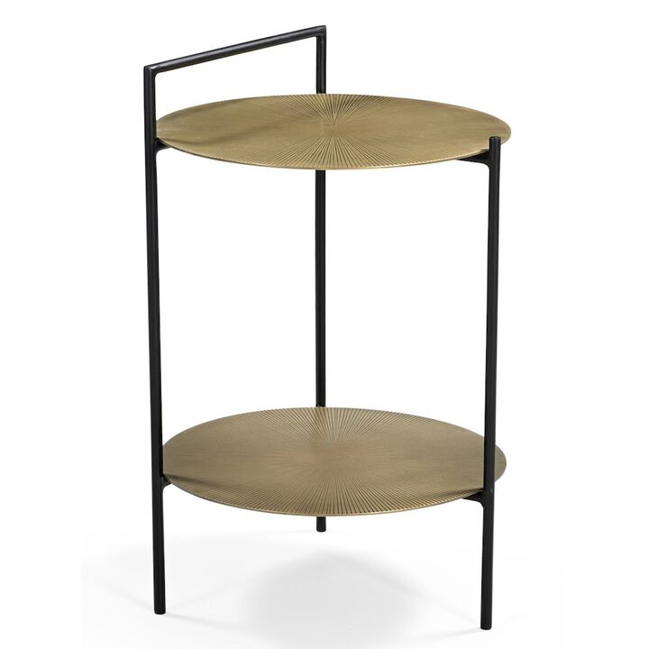 Benji Iron Side Table in Textured Brass