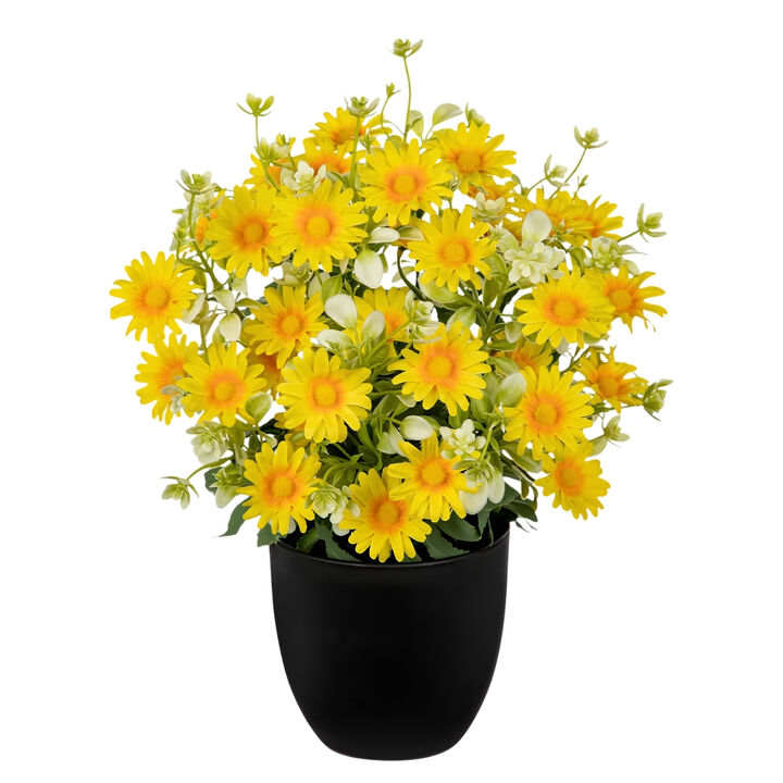Yellow Artificial Daisy Flowers Garden Porch Decor Pot 12 Inch