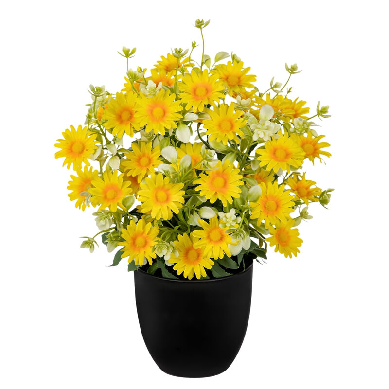Yellow Artificial Daisy Flowers Garden Porch Decor Pot 12 Inch image number 0