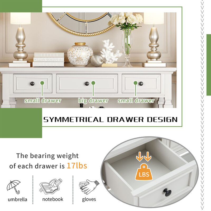 Merax Classic Retro Style Solid Wooden Frame Console Table