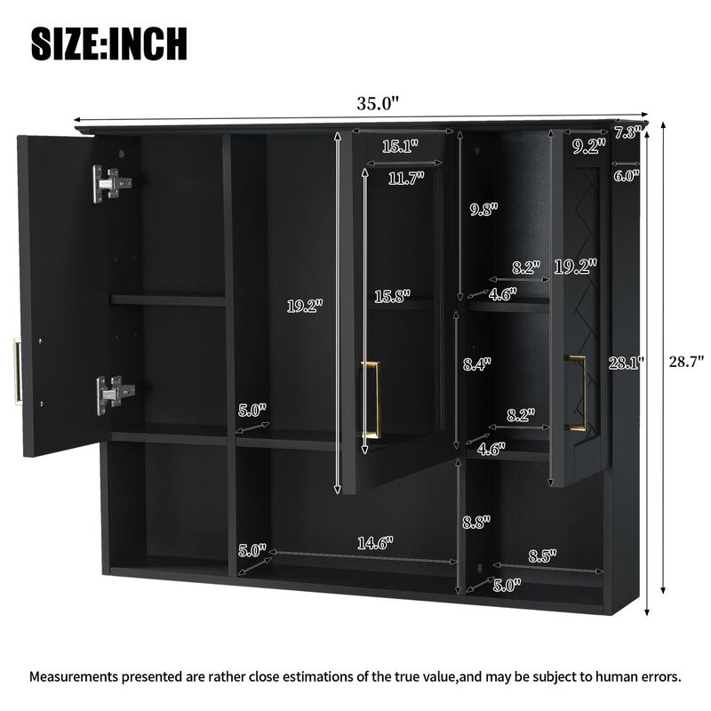 ELEMENT ACE Wall Mounted Medicine Cabinet with Adjustable Shelves and Soft Close Doors image number 2