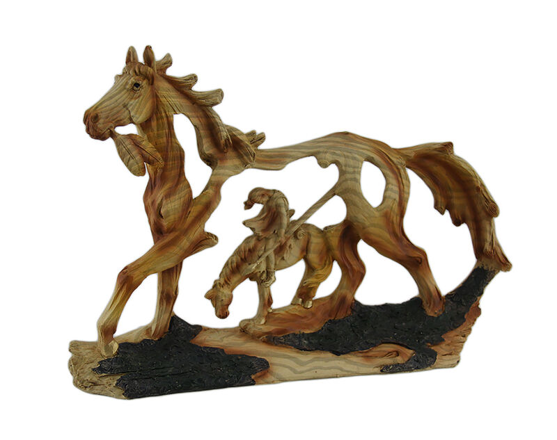 End of the Trail Classic Western Wood Look Statue image number 0