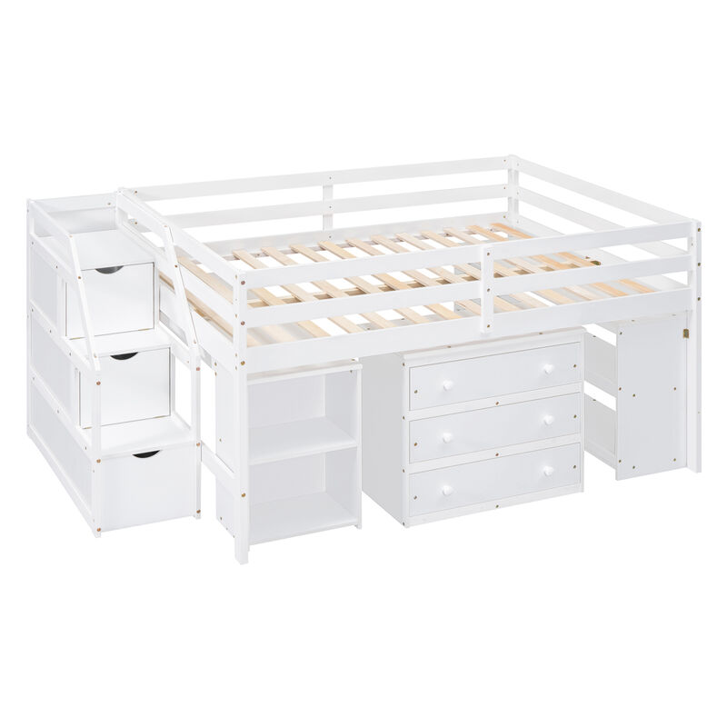 Merax Loft Bed with Writing Desk and 3 Drawers