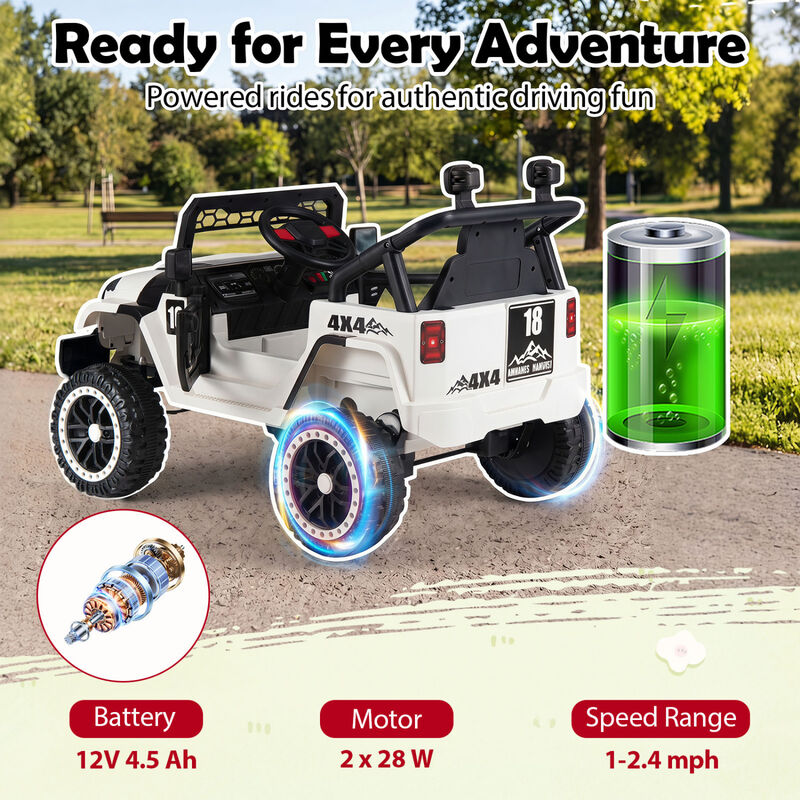 12V Kids Ride On Toy Truck with 3 Speeds and Remote Control for Yard image number 7