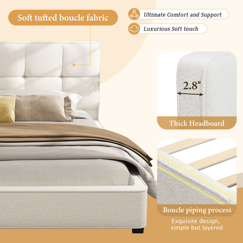 Merax Modern Platform Bed with Plush Velvet Upholstery & Tufted Headboard