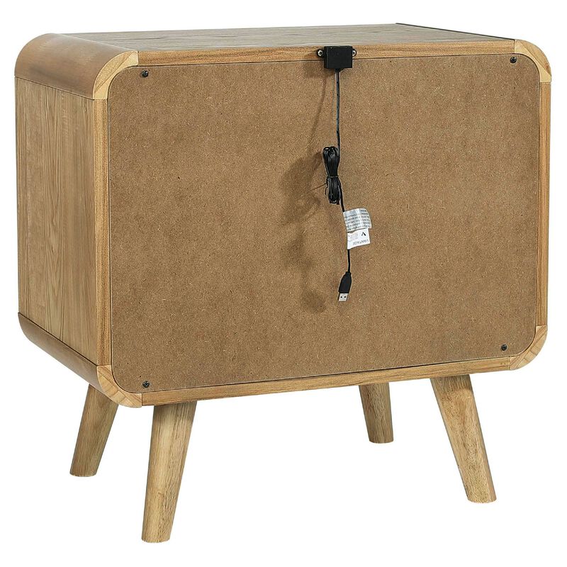 Ryb Nightstand with 2 Drawers, Curved Corners, Light Ash Wood 27 Inch image number 3
