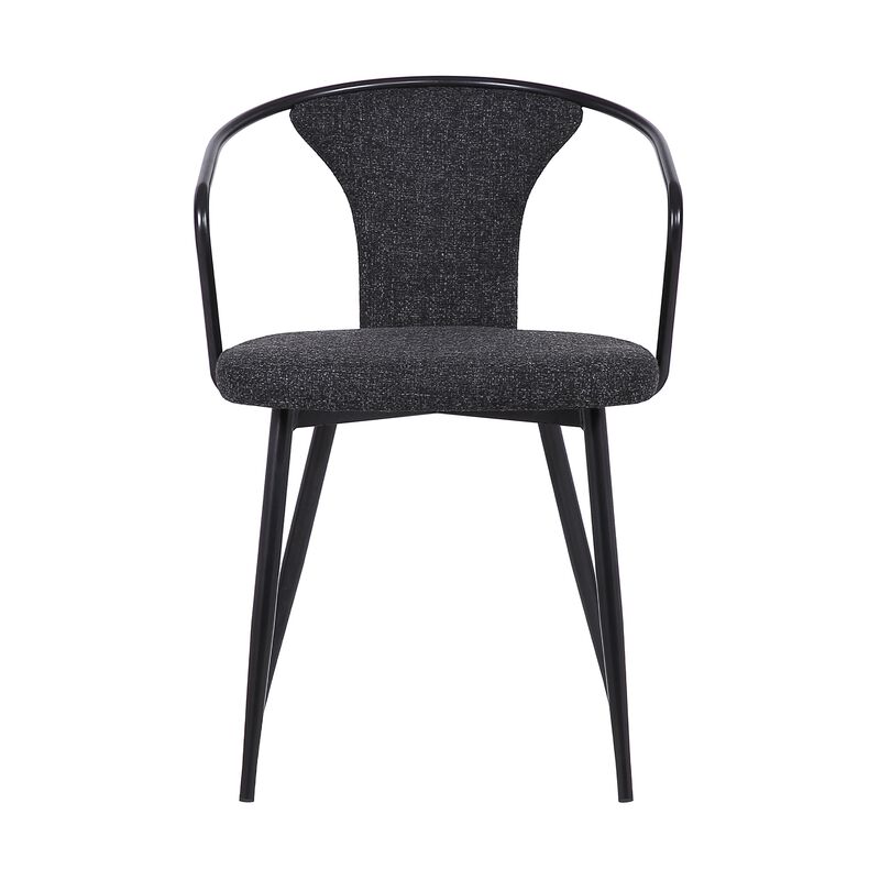 Contemporary Dining Chair in Black Powder Coated Finish and Black Fabric image number 3