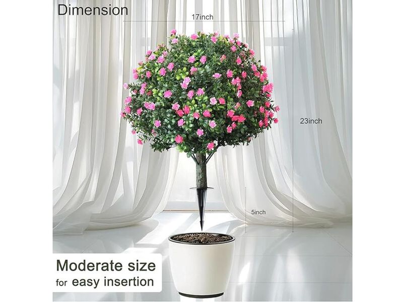 2 Pack Pink Artificial Boxwood Plants UV Resistant Outdoor Home Decor image number 2